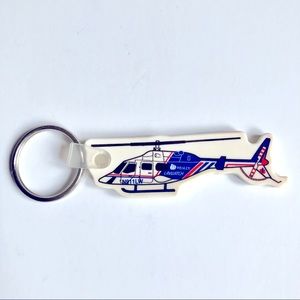 3/$15 VINTAGE Helicopter Keychain WESLEY LIFE WATCH White Unisex 4”